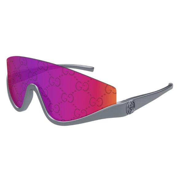 NEW GUCCI SHIELD SUNGLASSES, GRAY PINK MASK SUNGLASSES GUCCI - Picture 1 of 3